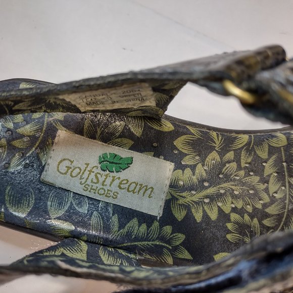 Golfstream Sandals Women's Size 6 E-2064 Green Faux Alligator - Picture 8 of 9